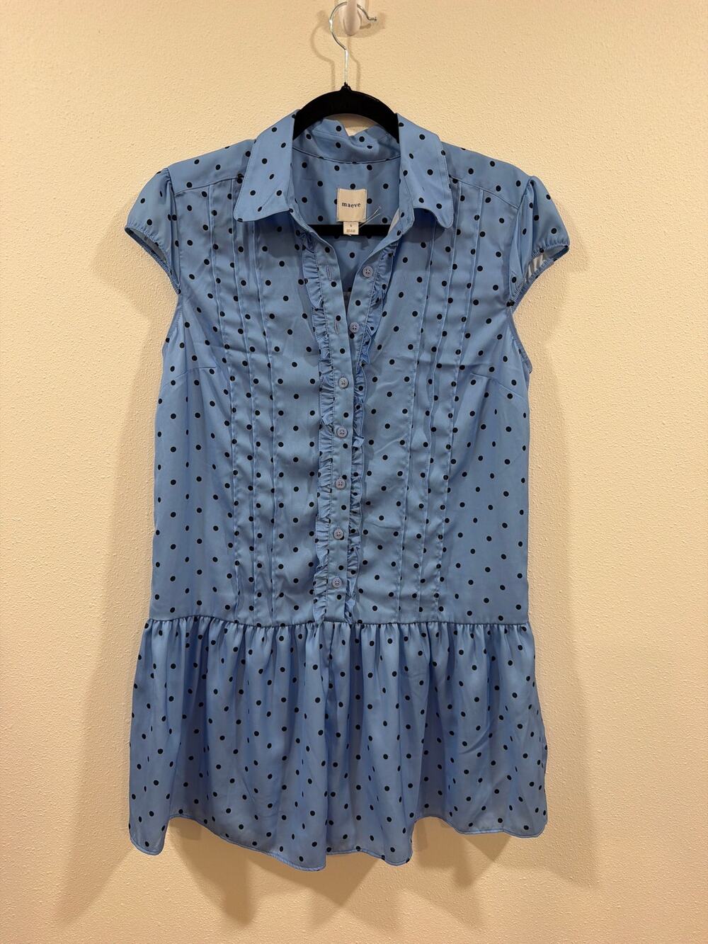 Anthropologie Maeve Cap-Sleeve Button-Front Romper